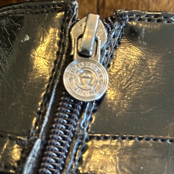 Etienne Aigner | Black Faux Leather Kitten Heel Ankle Boot, Size 10 - Picture 4 of 11